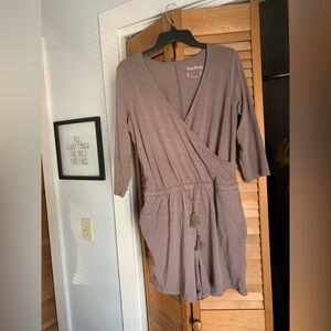 AnyBody Taupe Wrap Romper jumpsuit one piece shorts sz S/M,stretchy comfy